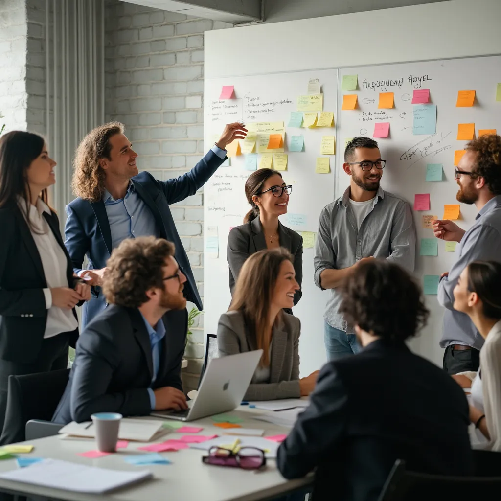 Equipo de consultores en una sesión de brainstorming